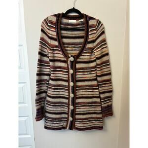 Sleeping On Snow Striped Long Cardigan Wool Alpaca Blend Women's Medium